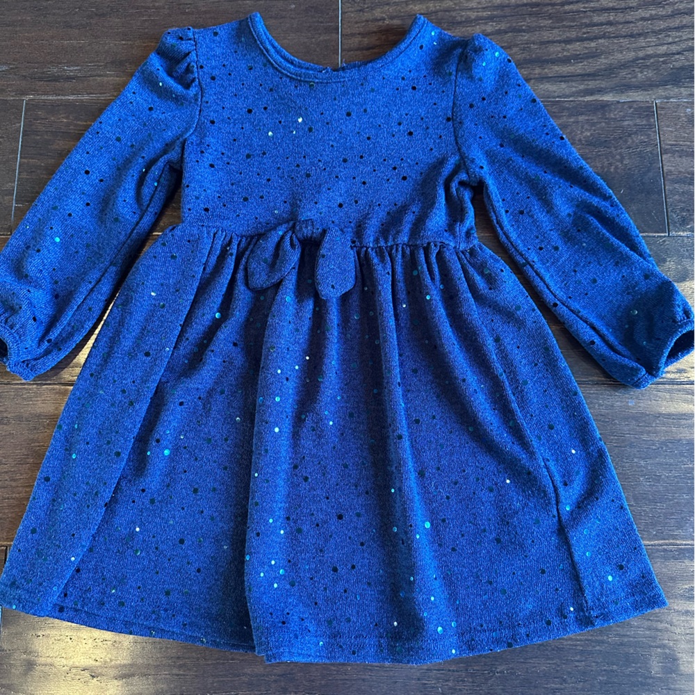 Sweet Heart Rose Navy Sweater Dress with Sequin Accents, Sz 4T